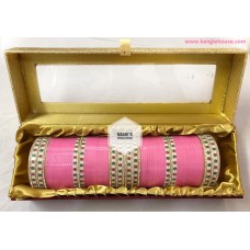 baby pink bridal chuda with dotted bangles